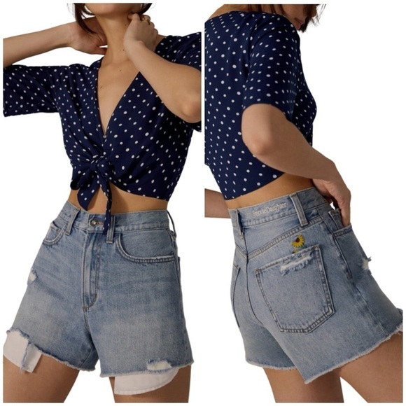 New Favorite Daughter Juni High Rise Shorts Floral Daisy Sunflower Sz 31 - Picture 1 of 16